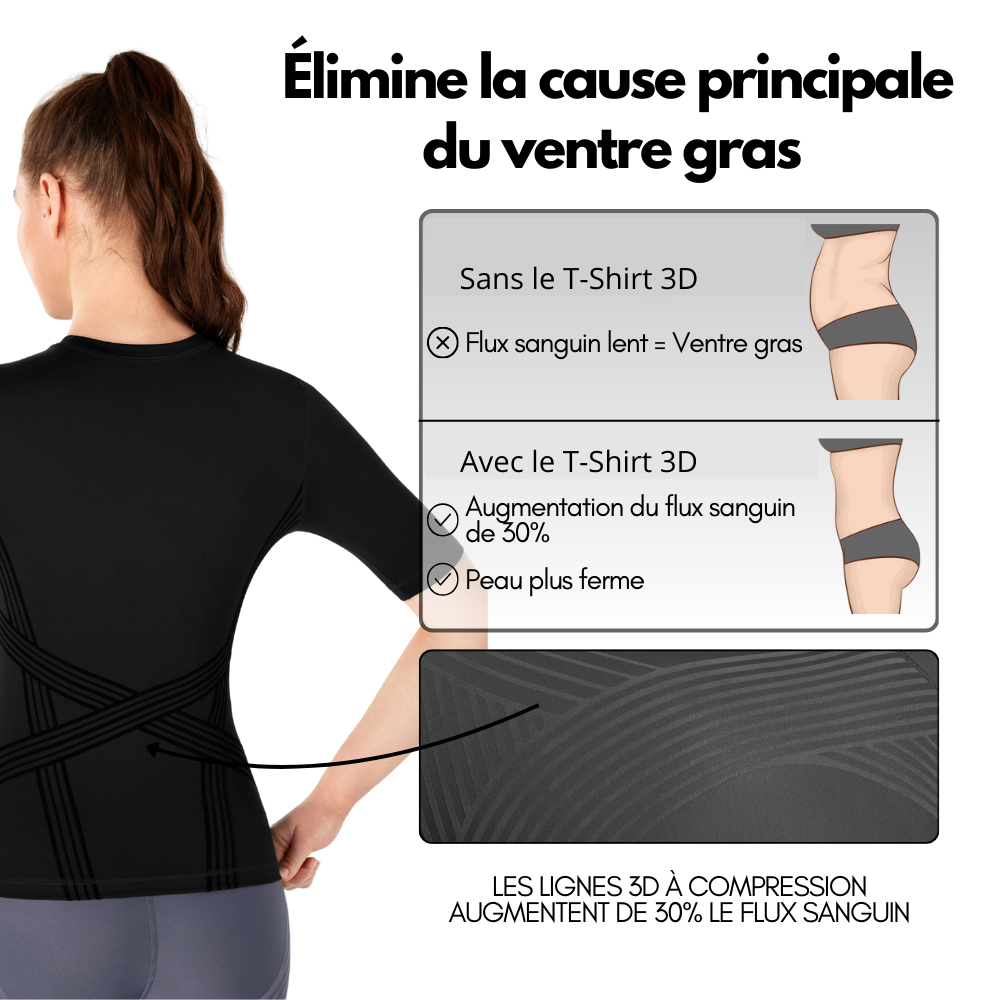 T-shirt 3D - brûle graisse et sculpte silhouette